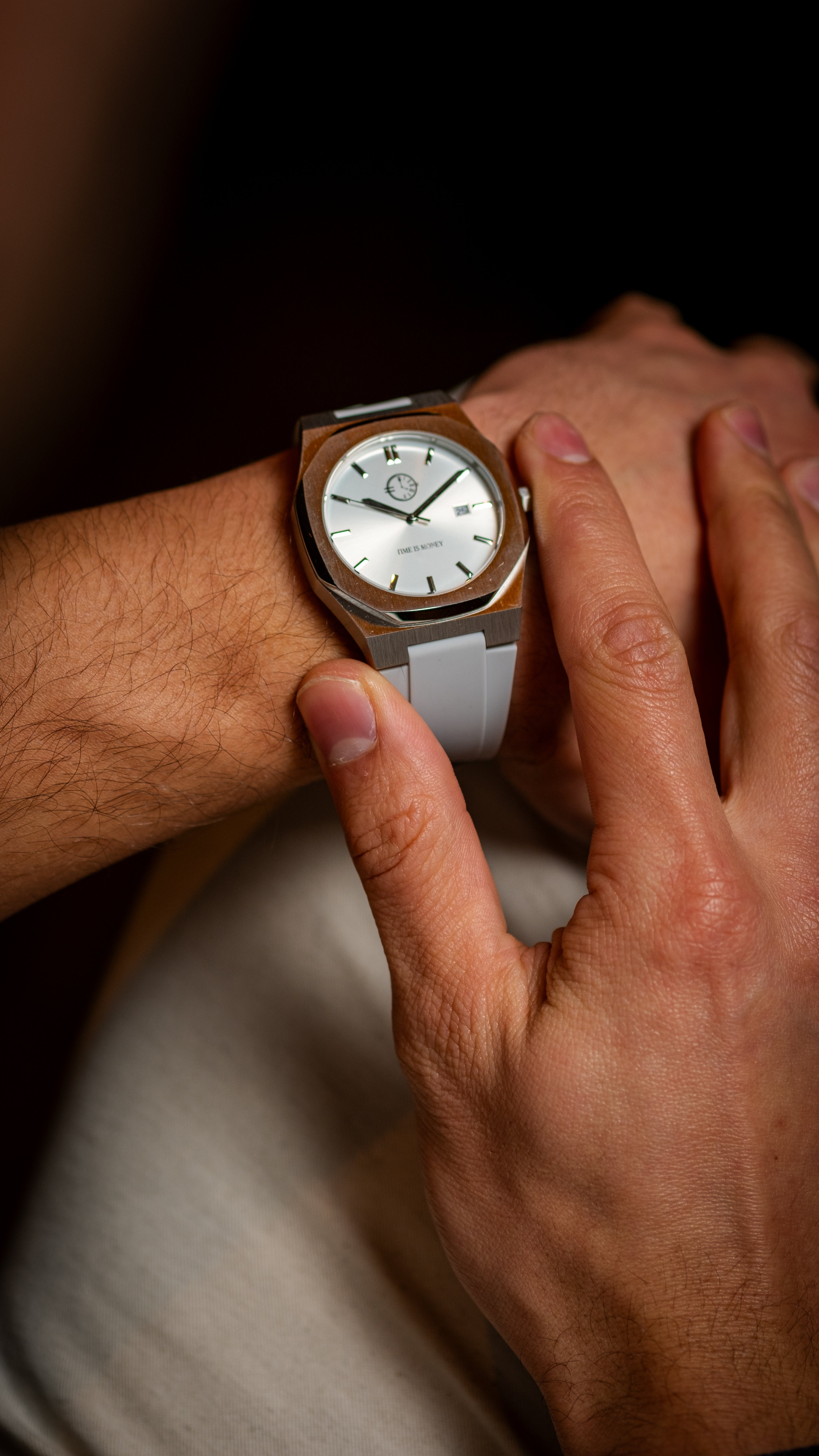 Silicone Strap - White Grey Silver