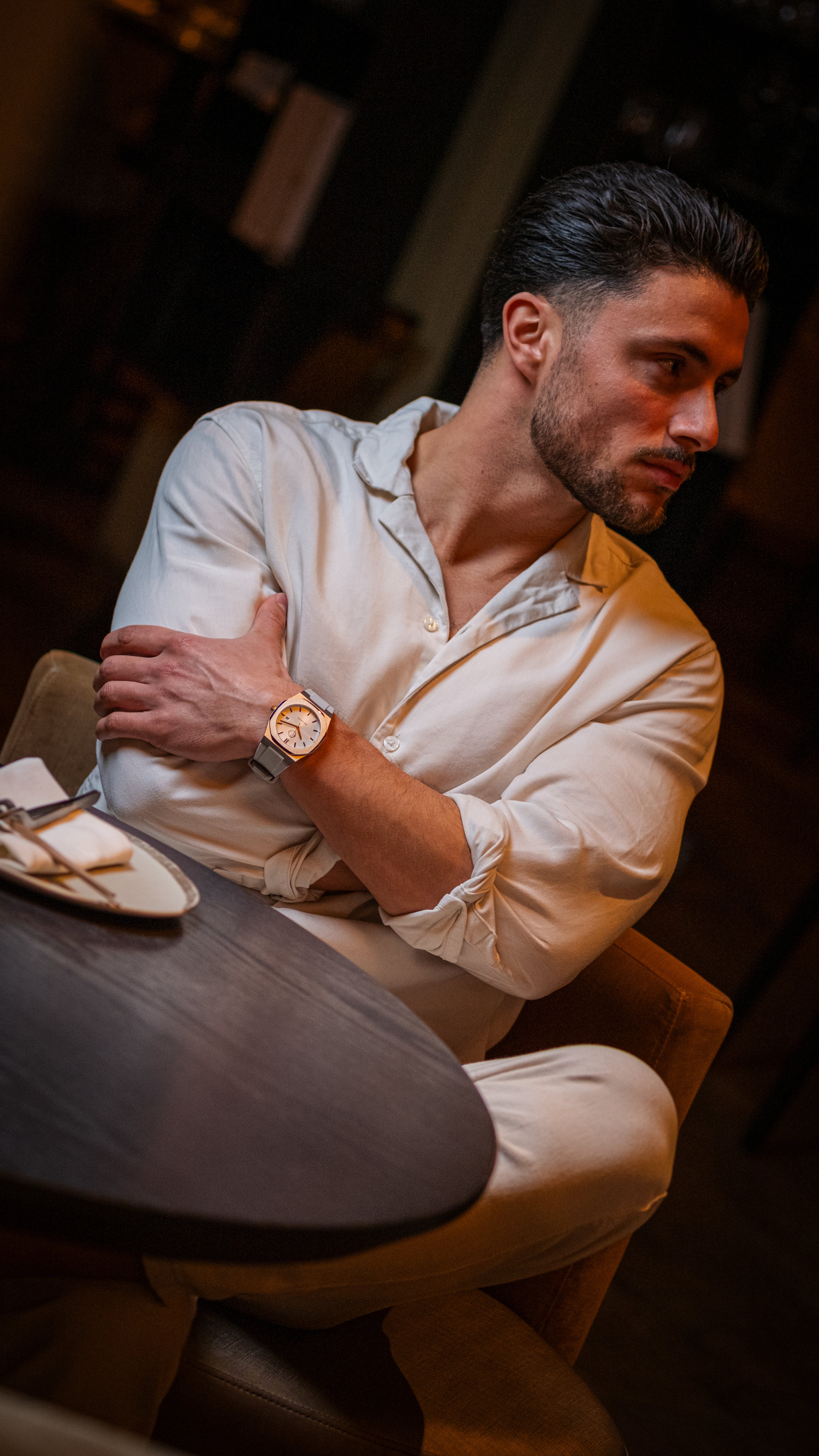 Silicone Strap - White Grey Silver