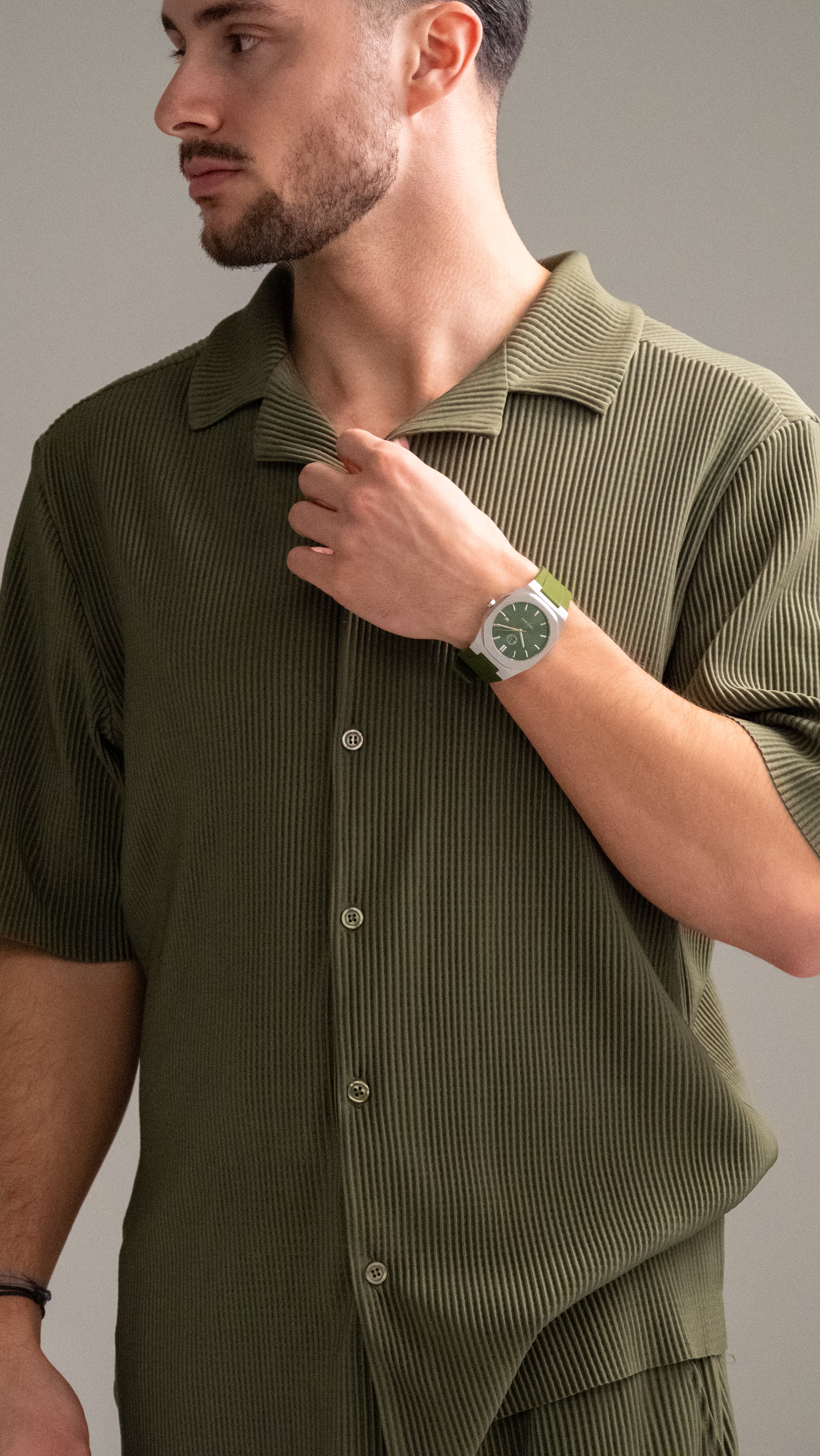 Silicone Strap - Green Silver