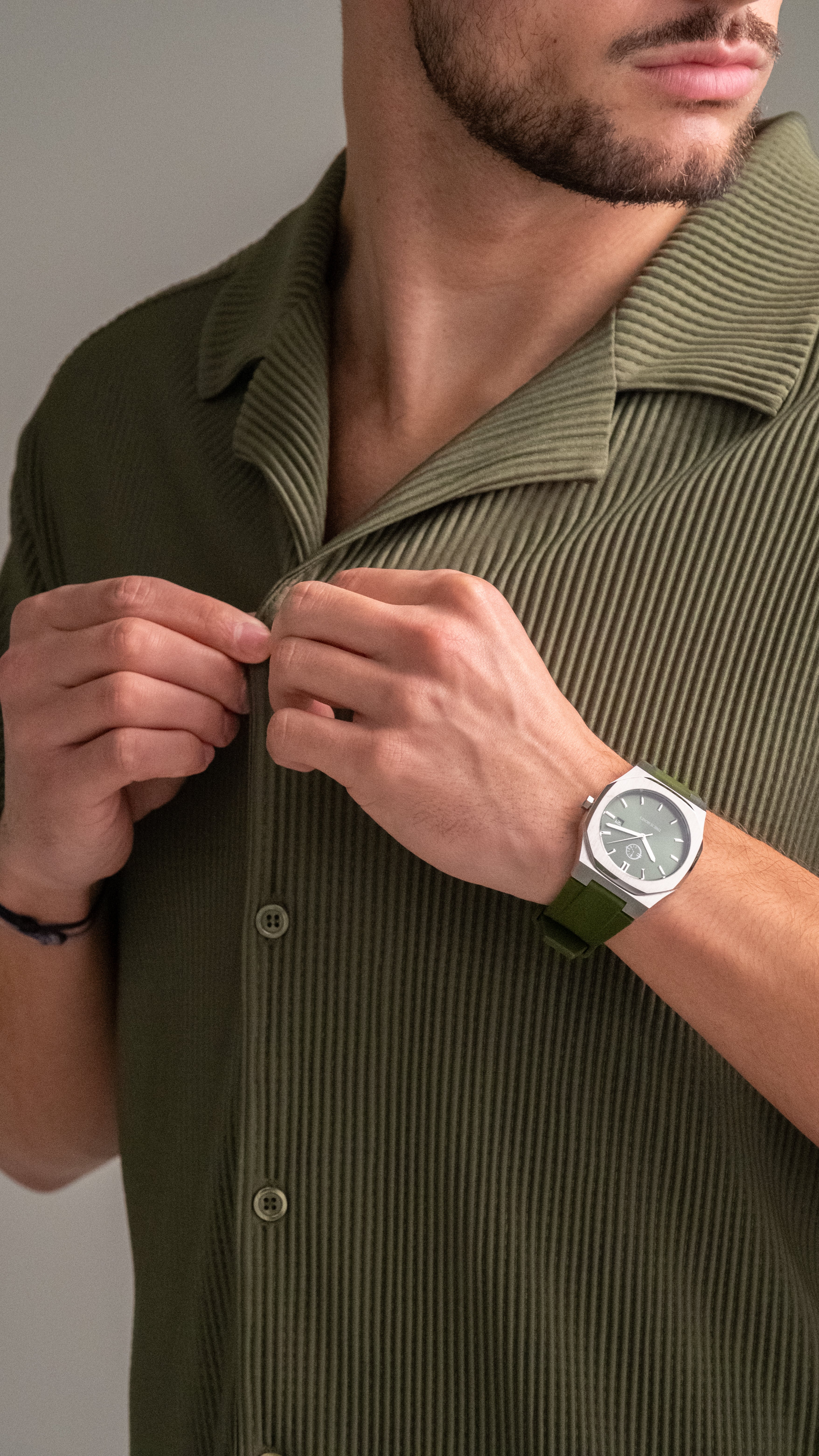 Silicone Strap - Green Silver
